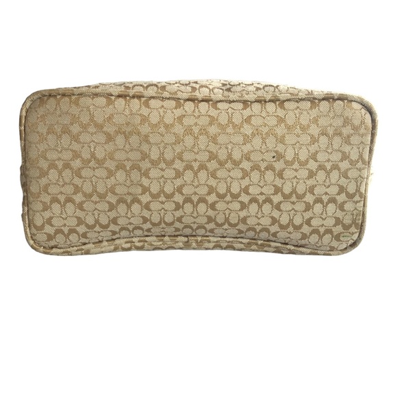 PURSE - Women's Vintage 90's/Y2K Coach Signature Canvas Bag In Beige/Gold/White - Picture 5 of 16